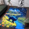 Multiple sizes Black cat by stream wildflowers Print Carpet for Living Room Bedroom Sofa Home Decor Non-slip Mat Luxury Gift