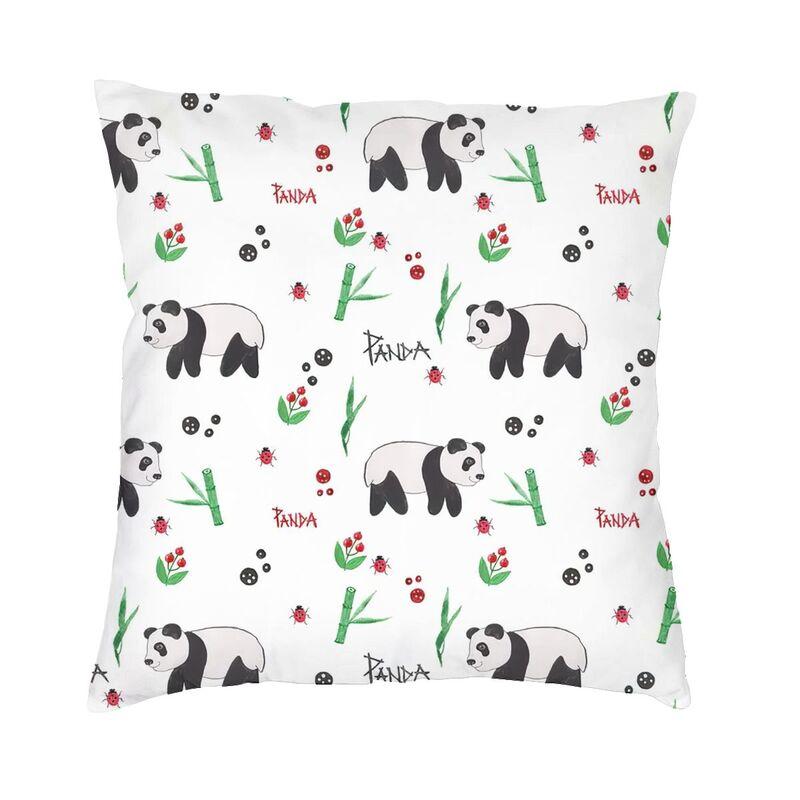 Kawaii Panda Bear Patterns Cushion Cover Sofa Home Decor Animal Cartoon Square Throw Pillow Case 45X45