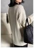 Women's European High-End V-Neck Wool Pullover - 100% Pure, Mid-Length, Loose-Fit, Thickened Knit Sweater