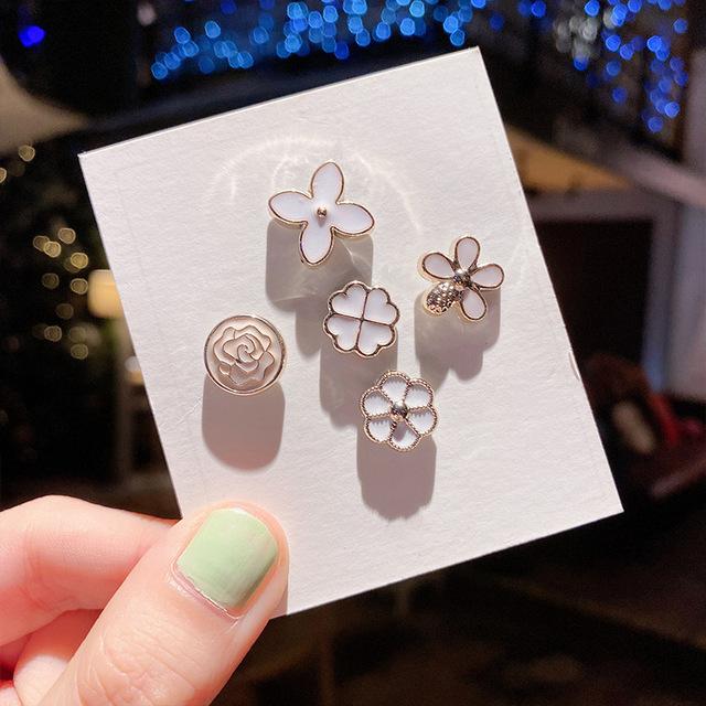 5 /10pcs /Pack Enamel Pins Pearl Neckline Brooches Small Collar Lapel Scarf Buckle Pin Fixed Clothes Invisible Brooch Jewelry Sets