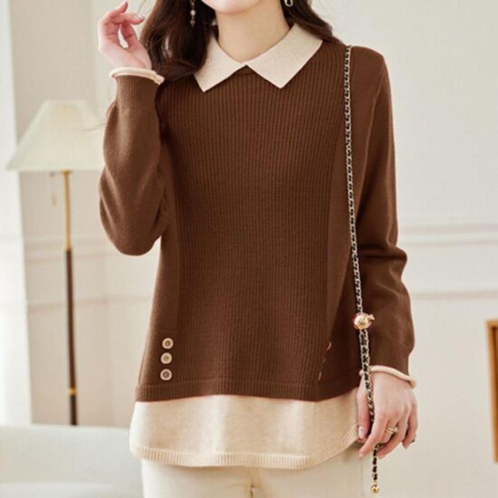 Navava Men Casual 2 In 1 Long Sleeve Collar Knit Tee Nk2791