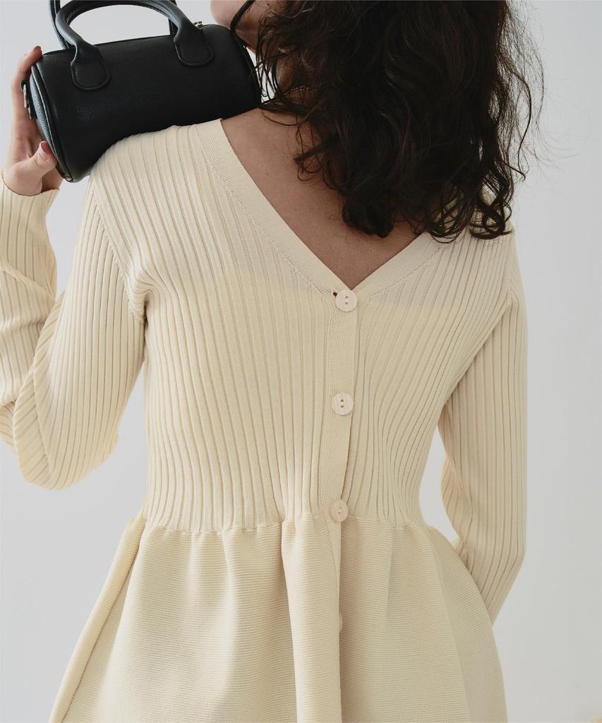 Titibait AFXP4187 Peplum Knit Size L Women's Two-Way Top, Ivory,