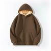 Men's Lambskin Heavyweight Hooded Cardigan: Black Plus Velvet Thickened Sweatshirt for Autumn/Winter.