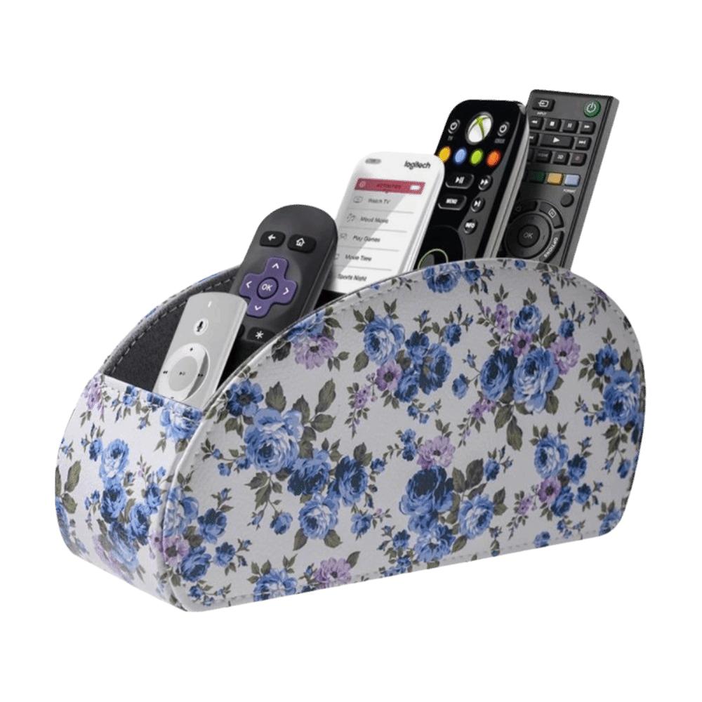 PU Leather Remote Control Holder Modern Universal Desktop Storage Box Cable Management Multi-Device Remote Control Organizer