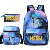 Large Capacity Schoolbag with Shoulder Strap; Student Three-piece Pencil Case Set