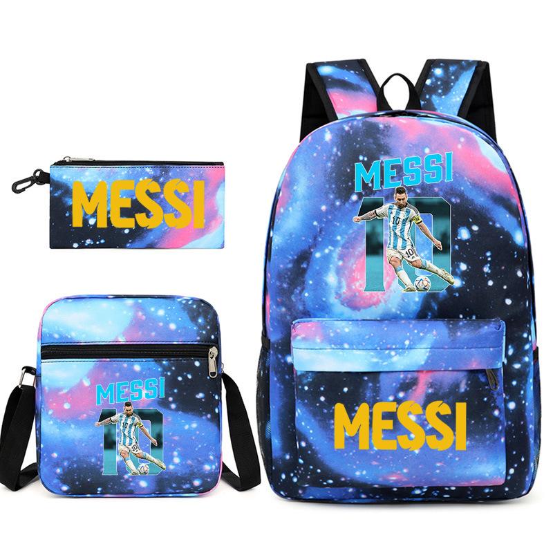 Large Capacity Schoolbag with Shoulder Strap; Student Three-piece Pencil Case Set