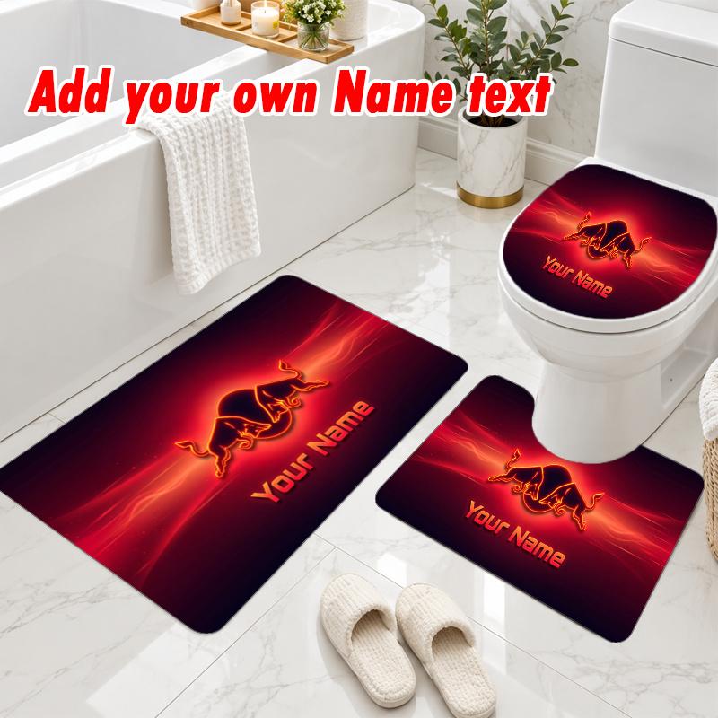 Personalized RB Leipzig FC 3Pcs Flannel Toilet Mat Set Custom Text Bathroom Rug Non Slip