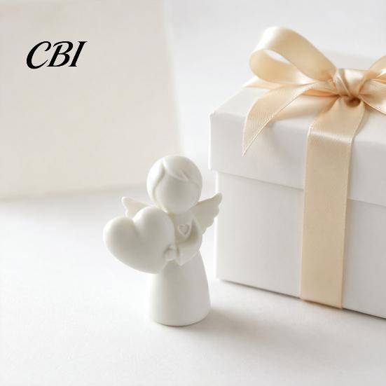 PLA Angel Decoration Mini Love Heart Figurine, 3D Printed White Statue, Modern Decor for Mother's Day, Valentine's Christmas Gift Statue