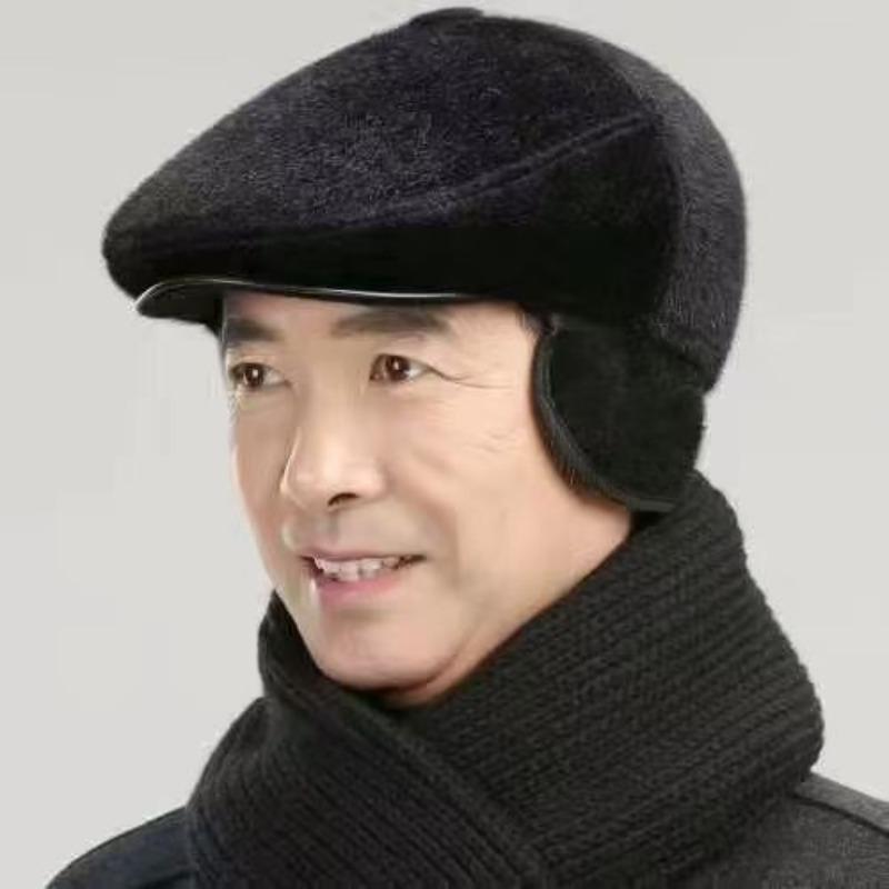 Autumn and Winter Warm Autumn and Winter Men's Outdoor Cold-proof Ear Protection Baseball Cap Casual Plus Velvet Thickened Baseball Hat Dad