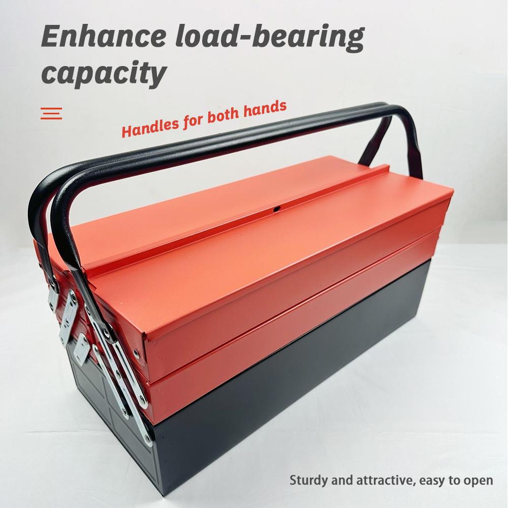 Foldable Metal Toolbox Folding Iron Tool Box Collapsible Organizer Storage Box for Car Repair Home Hand Tools Screws Nails