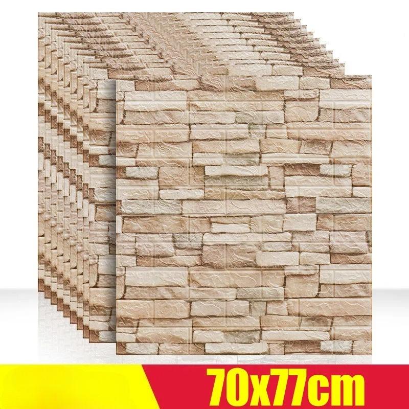 1/5/12pcs Foam 3D Wall Decor Sticker Waterproof Self-adhesive Brick Wallpaper DIY Living Room Wall Sticker Background for Office