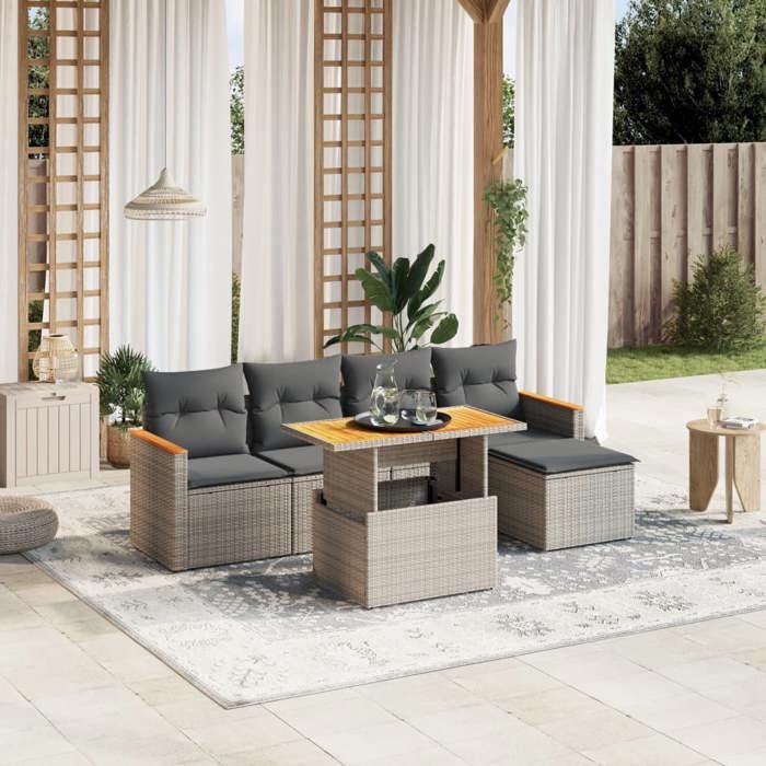 VidaXL Garden Lounge Set with Cushions 6 Pcs, Patio Sofas, Patio Furniture Set, Outdoor Furniture, Grey 3273055