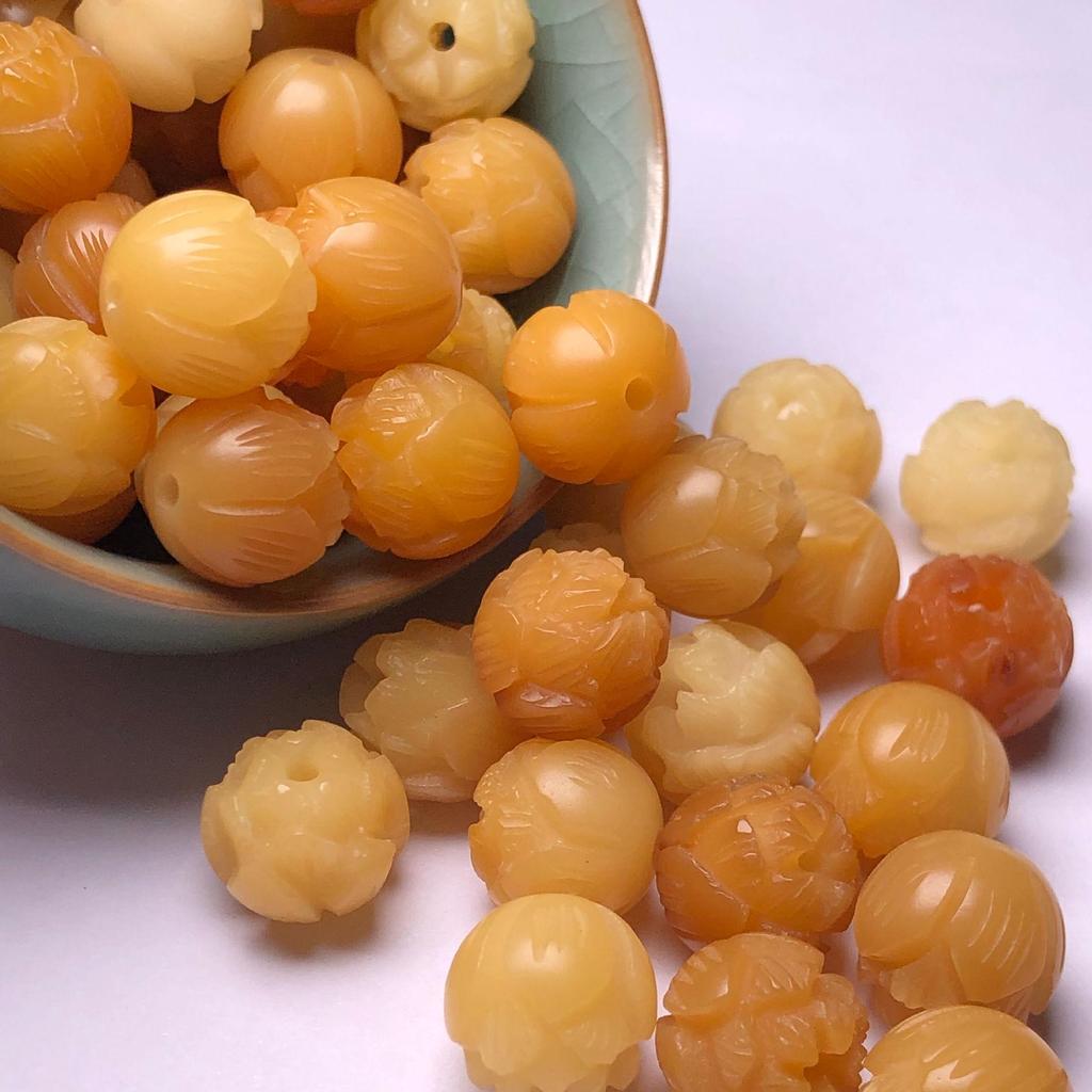 Bodhi Root Beads with Lotus & Cloud Patterns for DIY Buddhist Accessories