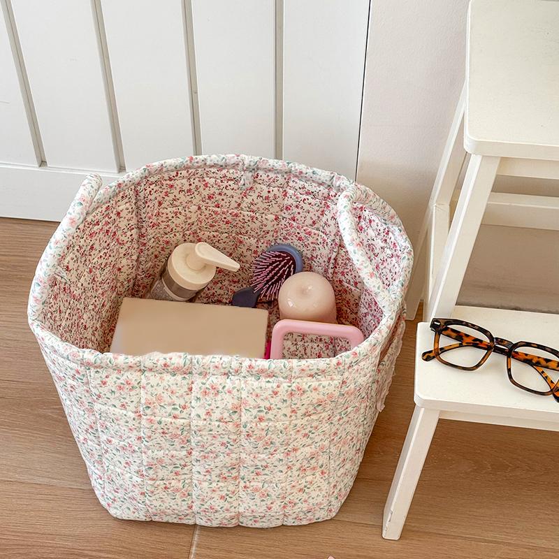 1PC Laundry Hamper Foldable Floral Design Lightweight Fabric Ins Style Miscellaneous Baskets Cute Storage Basket Sweet 32x26x25cm