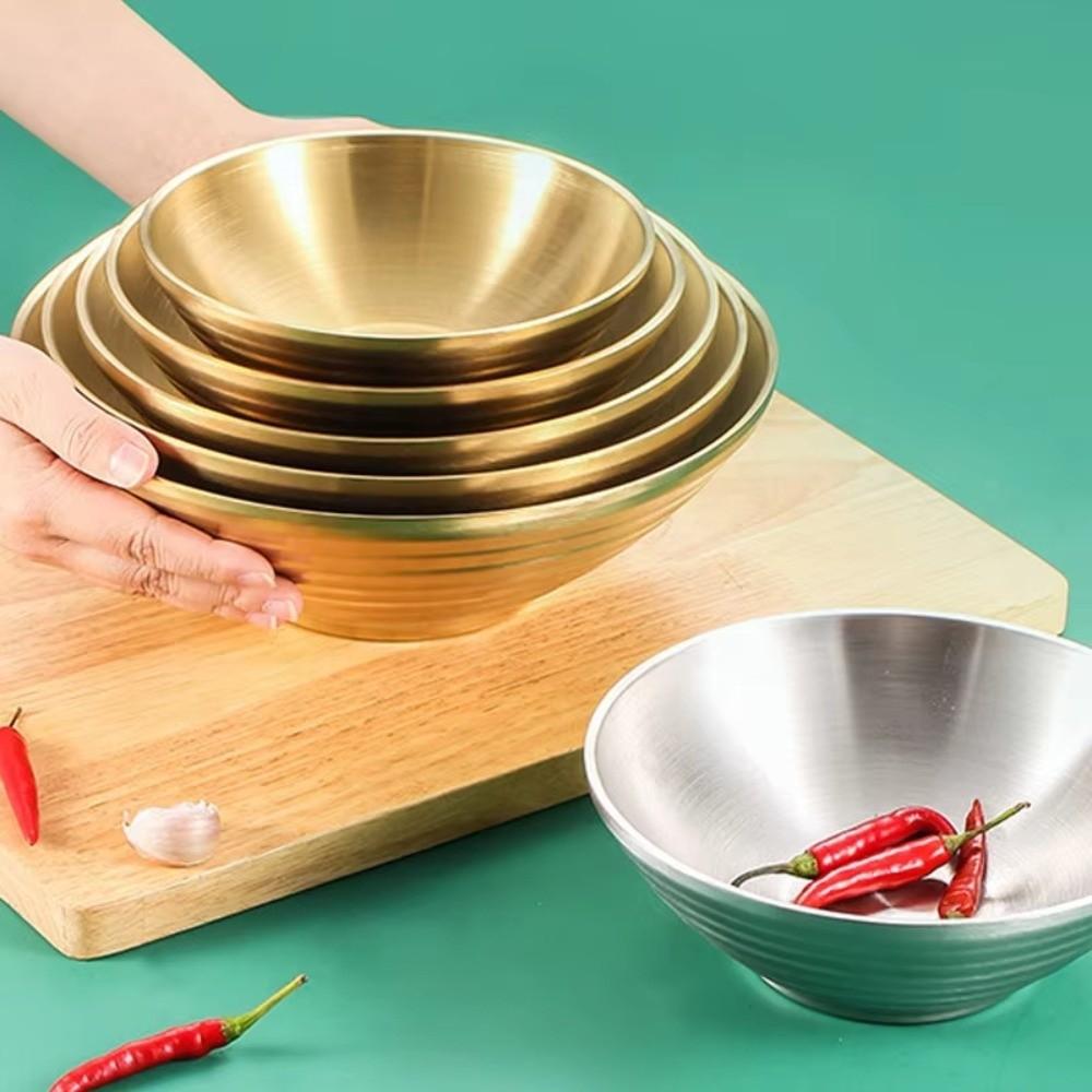 304 Stainless Steel Bamboo Hat Bowl Threaded Double Layer Rice Bowl New Ramen Bowl  Pickled Cabbage