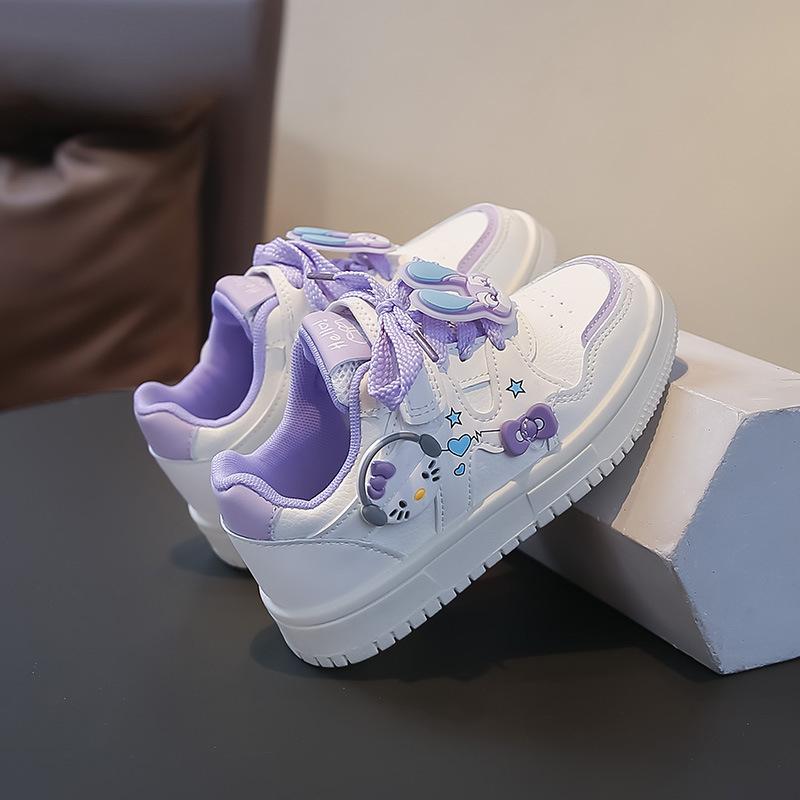 

Kids Girls Cartoon Decor Hook And Loop Casual Sneakers 26 фиолетовый