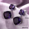 Ladies' Artificial Purple Crystal Pillow Shaped Earrings, Double-layer Purple Synthetic Zircon Pendant Design, Elegant and Gorgeous Jewelry Gift