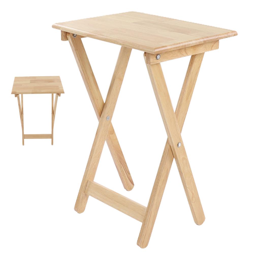TV Dinner Folding Trays with Storage Rack Tray Table Set Wooden Snack Tables