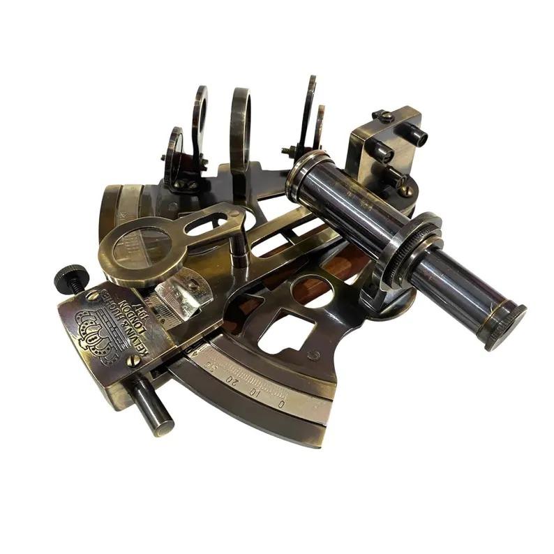 Brass Nautical Sextant with Leather Box for Navigation, Marine Décor, Maritime Collectible, Perfect Gift for Sailors and Nautical Lovers