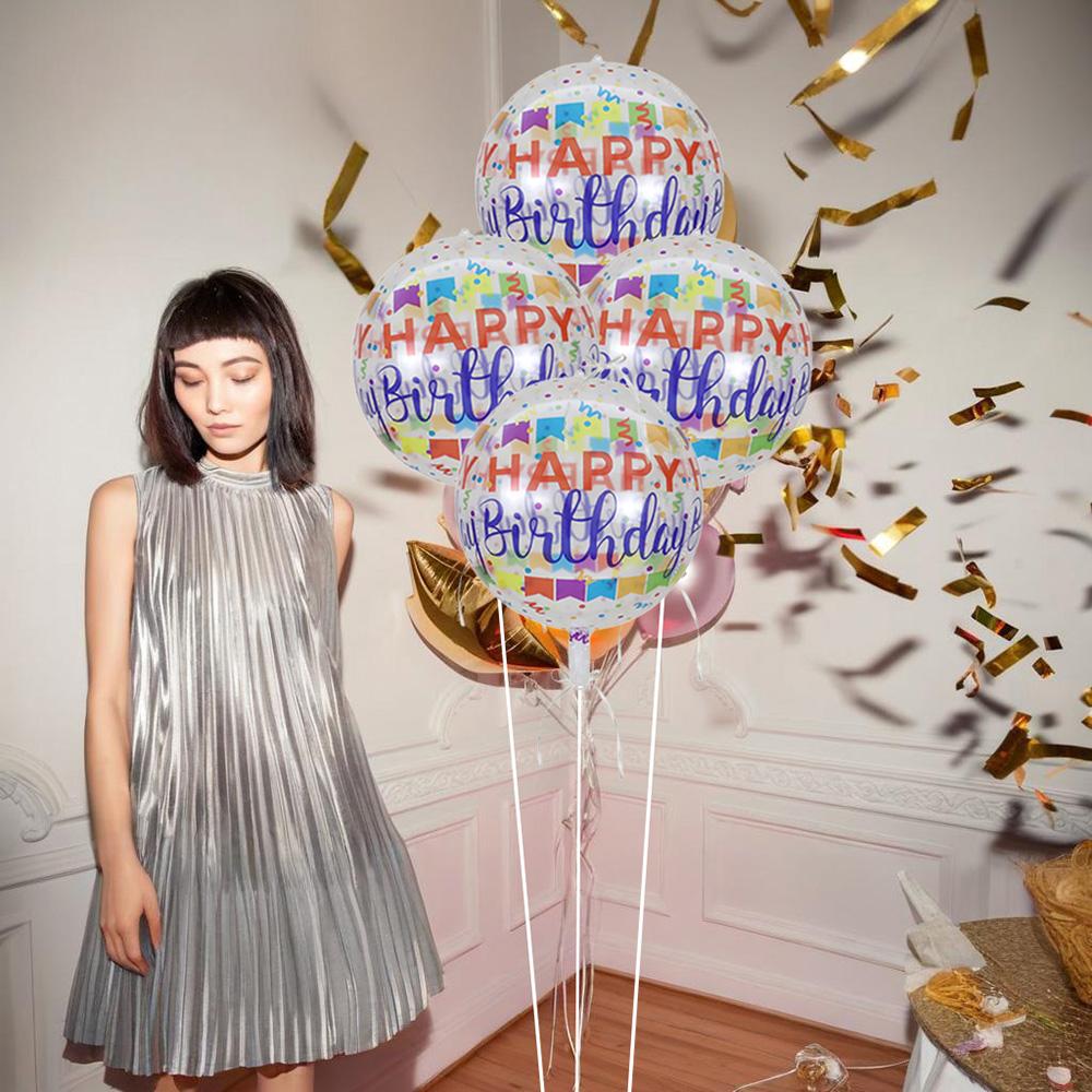 Pack of 2/4/6, 22-Inch 4D Round Transparent Colorful Aluminum Foil Balloons, Suitable for Birthday Parties, Birthday Gatherings, and Birthda