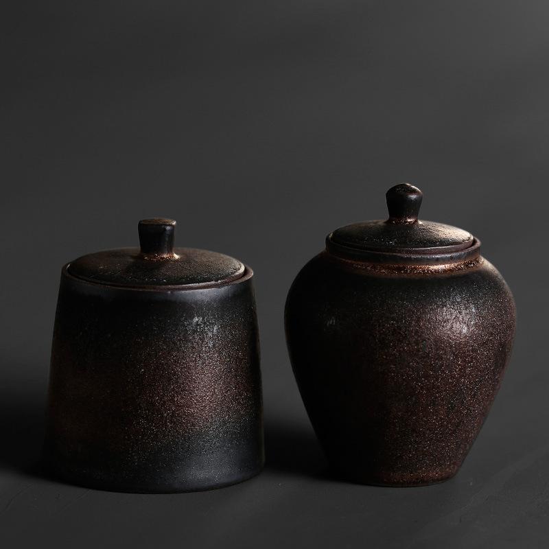Creative Gilded Ceramic Sealed Jar Home Storage Jar Vintage Coffee Bean Candy Jar Storage Container Tabletop Ornament Home Decor
