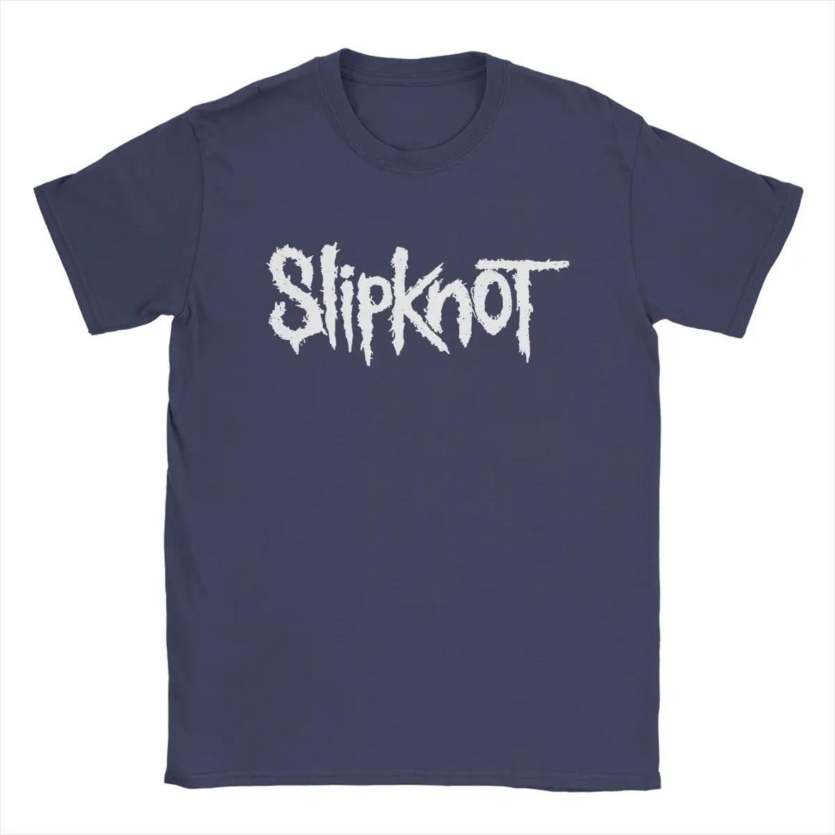 Comfortable season Slipknots-Logo T-shirt Heren Puur Katoen Nieuwigheid T-shirts Ronde Hals T-shirts Korte Mouw Tops Cadeau Idee S marineblauwe kleur