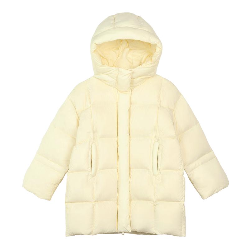 LUSONNORNOR Girls' Mid-length Hooded Down Jacket