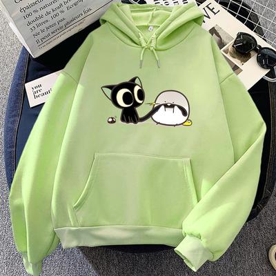 Luo Xiao Hei Kočka Anime Potisk Mikiny LuoXiaoHei Manga Kreslené Mikiny Kawaii Dívčí Ležérní Zimní Svetry Dámské Oblečení