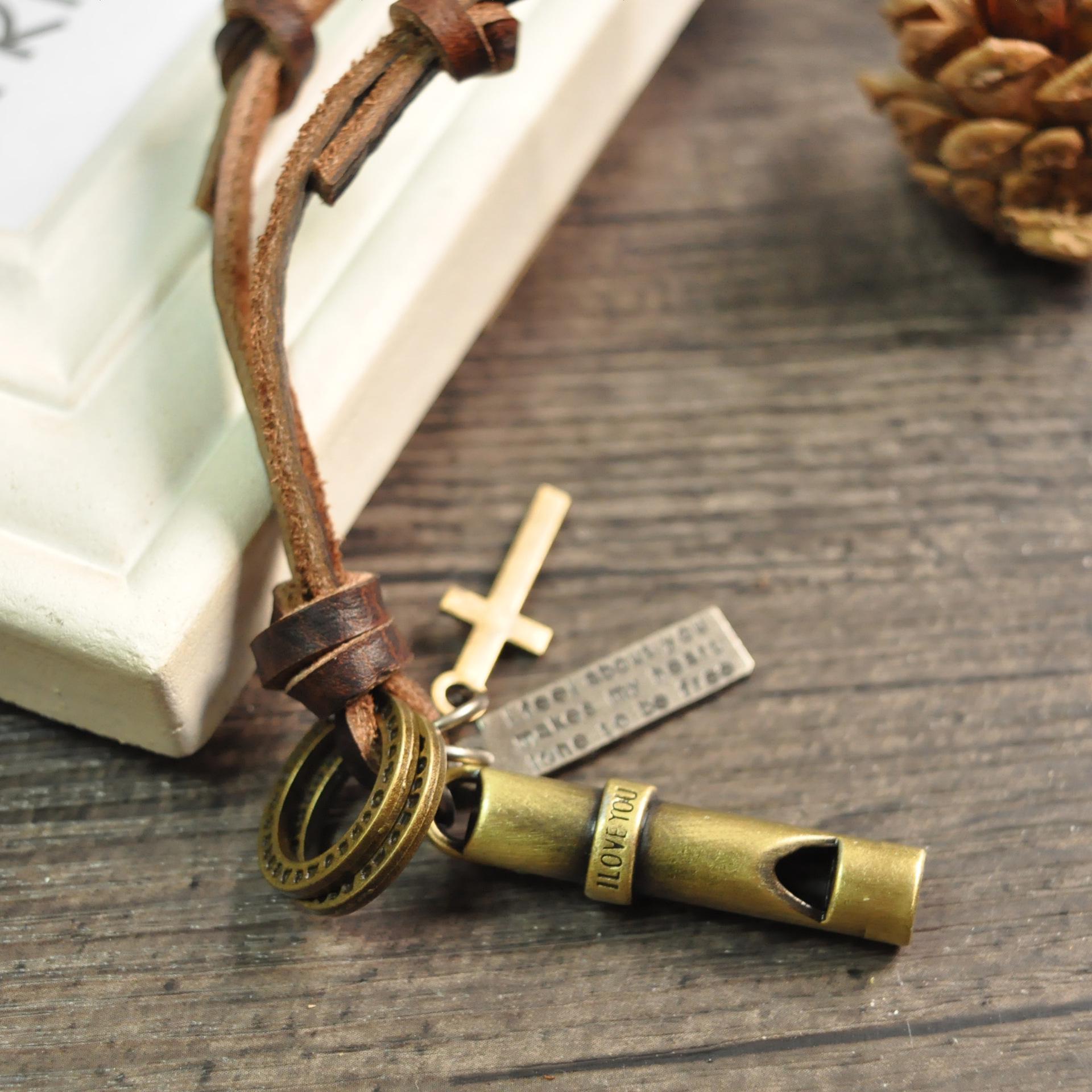 

Ретро Металлическая Подвеска Кожаный Шнурок - Корейская Модная Бижутерия