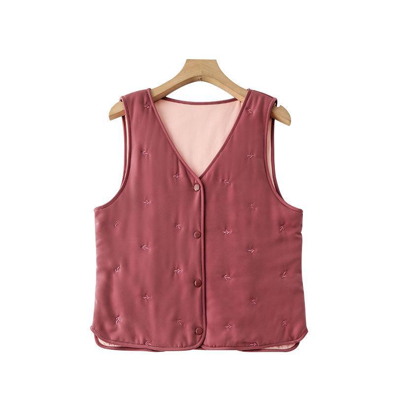 Haosangyuan Warm Mulberry Silk Embroidered Vest for Autumn and Winter