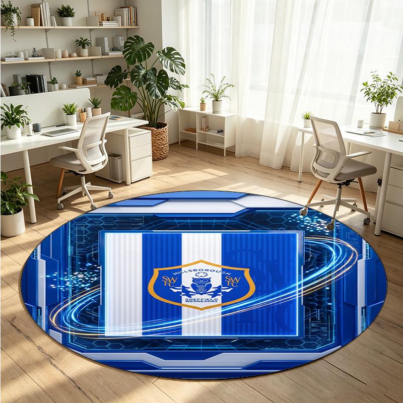 Sheffield Wednesday Football Printed Round Crystal Velvet Rug Soft Non Slip Floor Carpet For Bedroom Holiday Gift