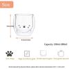 Lovely Glass Mug Transparent Double-Layer Coffee Mug Cartoon Bear Cat Prevent Scald Glass Cup Breakfast Milk Lemon Juice Cup Mug