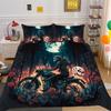 3D Beauty Skull Head Bedding Set Beauty Skull Head Motorcycle Pattern Quilt Cover Pillow Case 2/3 Pieces Microfiber Fabric Full Size Home Decoration