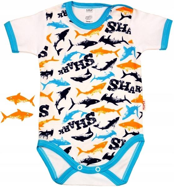 Bodysuit SHORT Sleeve 100% Cotton SHARKS Size 56 KLEKLE