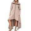 Women's Fashionable Solid Color Long Sleeved Hooded Long A-line Skirt Loose And Versatile Sweatshirt Jacket