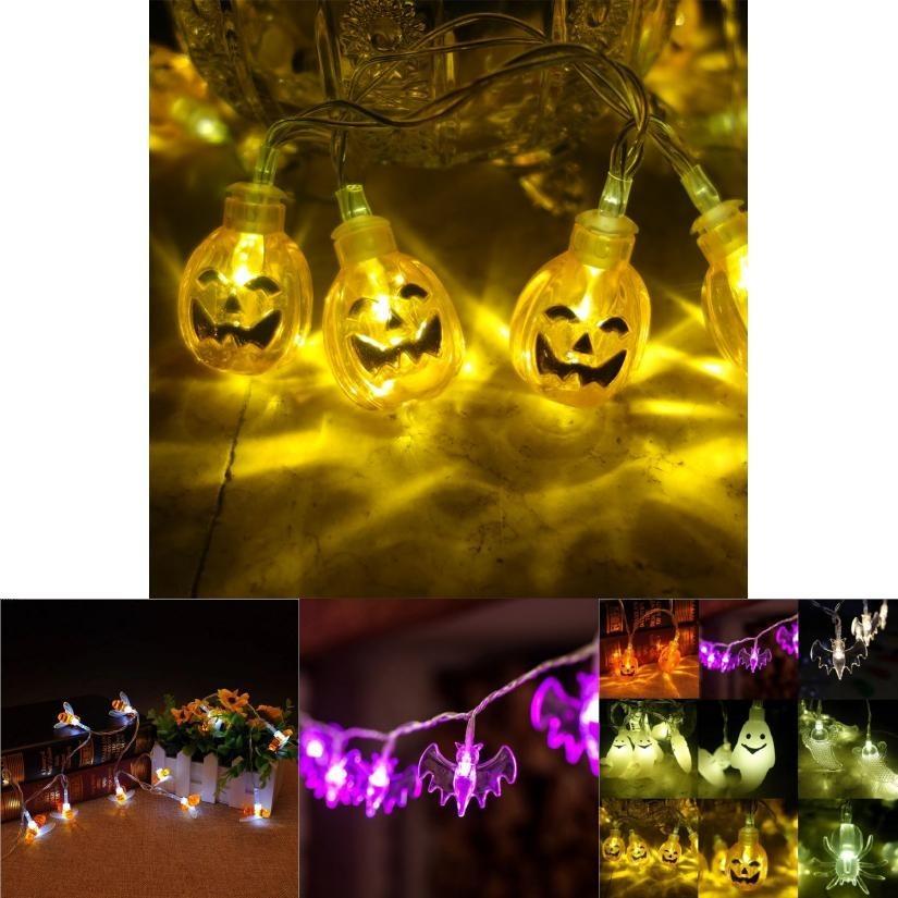 Enchanting Halloween Led String Lights Featuring Whimsical Pumpkins Spiders Skeletons For Festive Window Decor