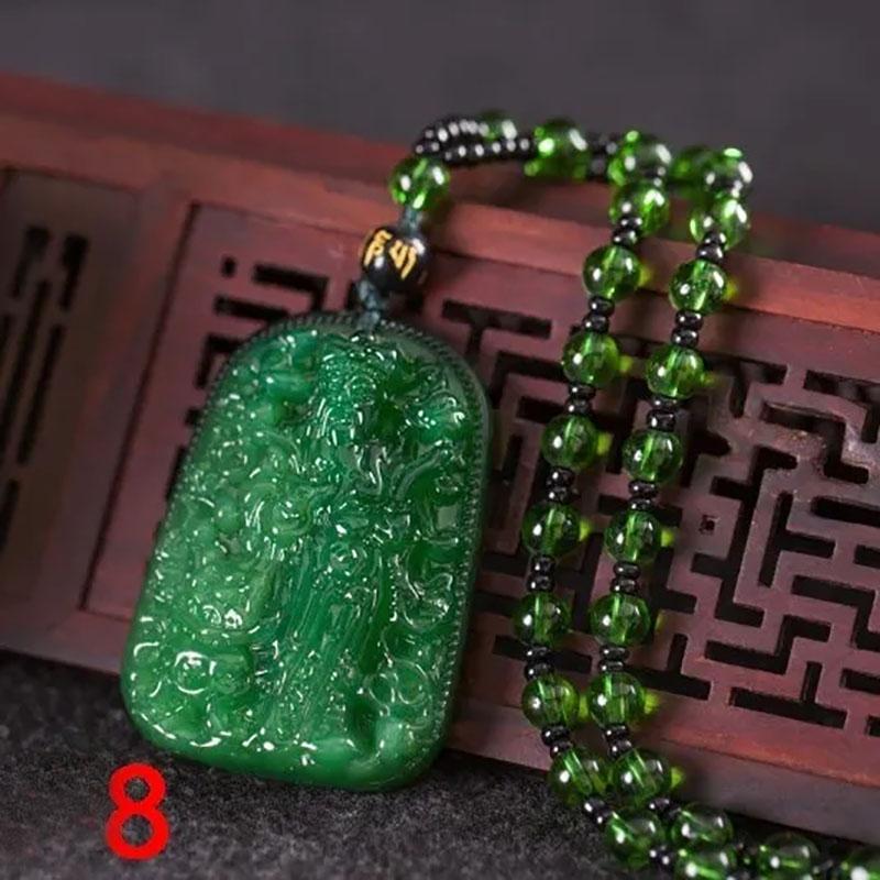 Classic Natural Green Chinese Agate Pendant Jade Necklace Fashion Charm Jewelry Carved Blessing Lucky Amulet Gifts For Women Men