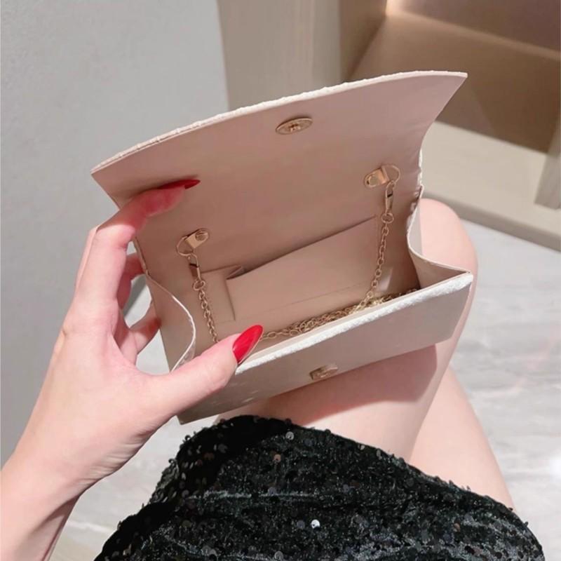 Beige Pleated Handbag Women Pearl Handle Flap Shoulder Bag Ladies Elegant Fashion Banquet Desiqner Luxury Crossbody Bag 2025 New
