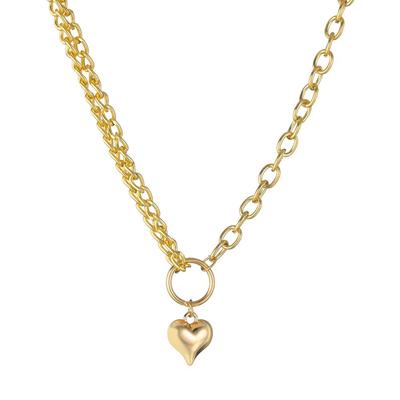 Asymmetrical Chain Necklace Simple Pendant Peach Heart Necklace Accessories