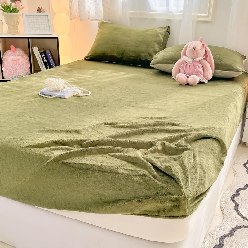 Velvet Fitted Sheet Solid Color Bedsheet Soft Bed Cover Queen Size Bed Linen Home Sheet Couvre Lit (No Pillowcasae)