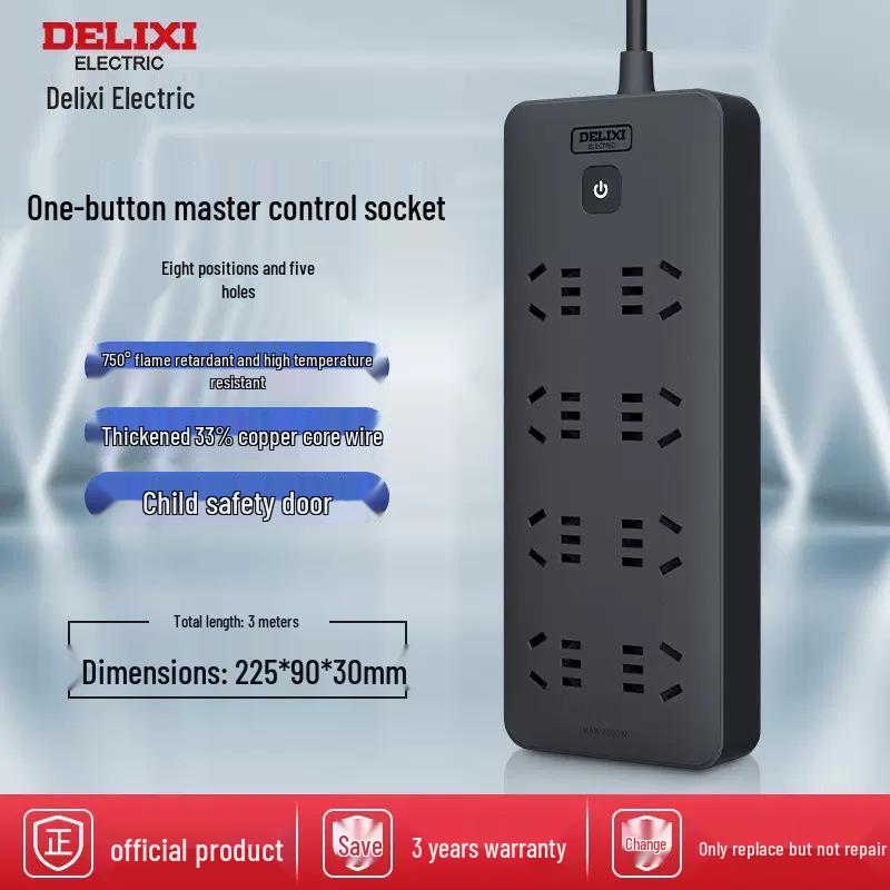 Delixi Multi-Function Extension Cord Power Strip for Home/Dorm with Multi-Socket Converter