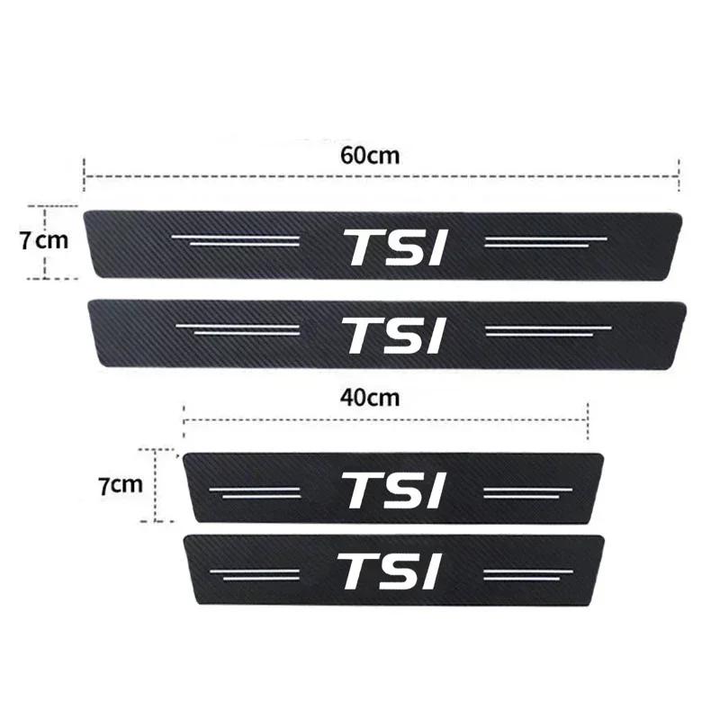RSQ1 Valve Stems Caps Luminous Auto Door Sill Protect Decals Anti Scratching, For Volkswagen VW TSI Logo Car Threshold Strip Welcome