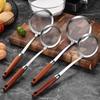 ZISIZ Stainless Steel Slotted Spoon Strainer with Sapele Wood Handle