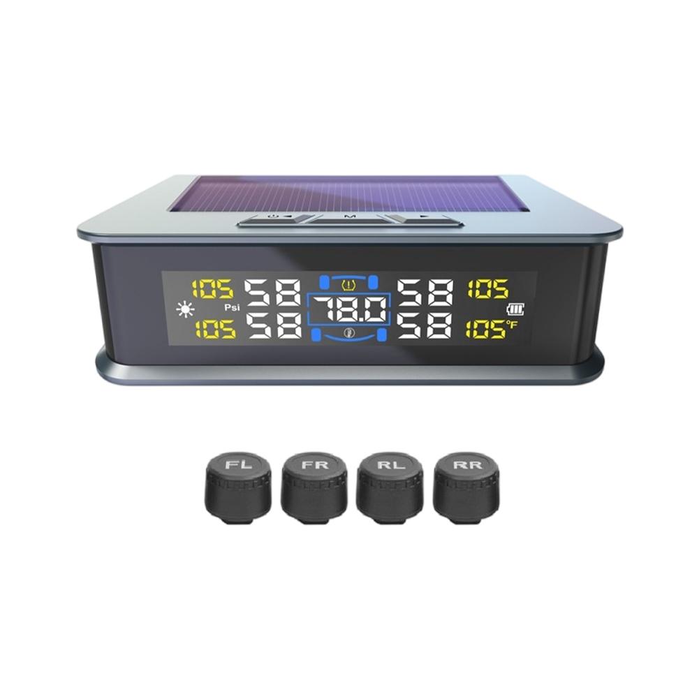 Солнечная/USB Питание Система Контроля Давления в Шинах ЖК-Дисплей Беспроводная TPMS IPX7 Водонепроницаемая для Фургонов Прицепов Автомобилей