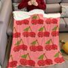Cheery Cherry Duo Flannel Blanket Warm Soft Halloween Christmas Couch Warm Cozy Decorative Decor Gift for All Season