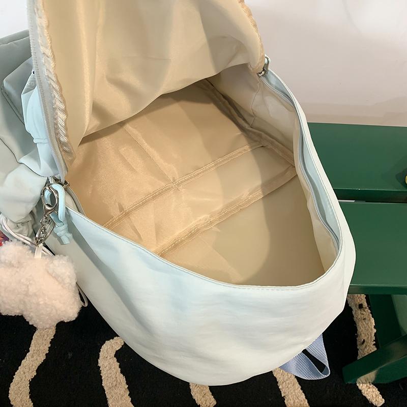 Student School Bag Women's Lightweight Travel Small Backpack Solid Color Backpack