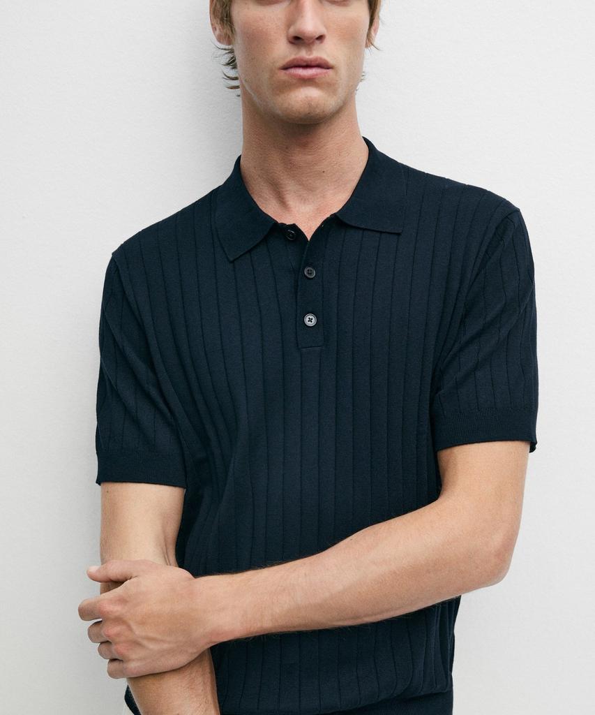 Masimodutti Cotton Ribbed Knit Polo Shirt