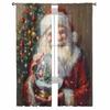 Christmas Santa Crystal Ball Curtains For Living Room Bedroom Home Decoration Window Voile Tulle Curtain Drapes