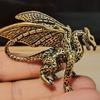 1PC Vintage Brass Fierce Dragon Figurine, Antique Mythological Western Dragon Desktop Decoration Ornament