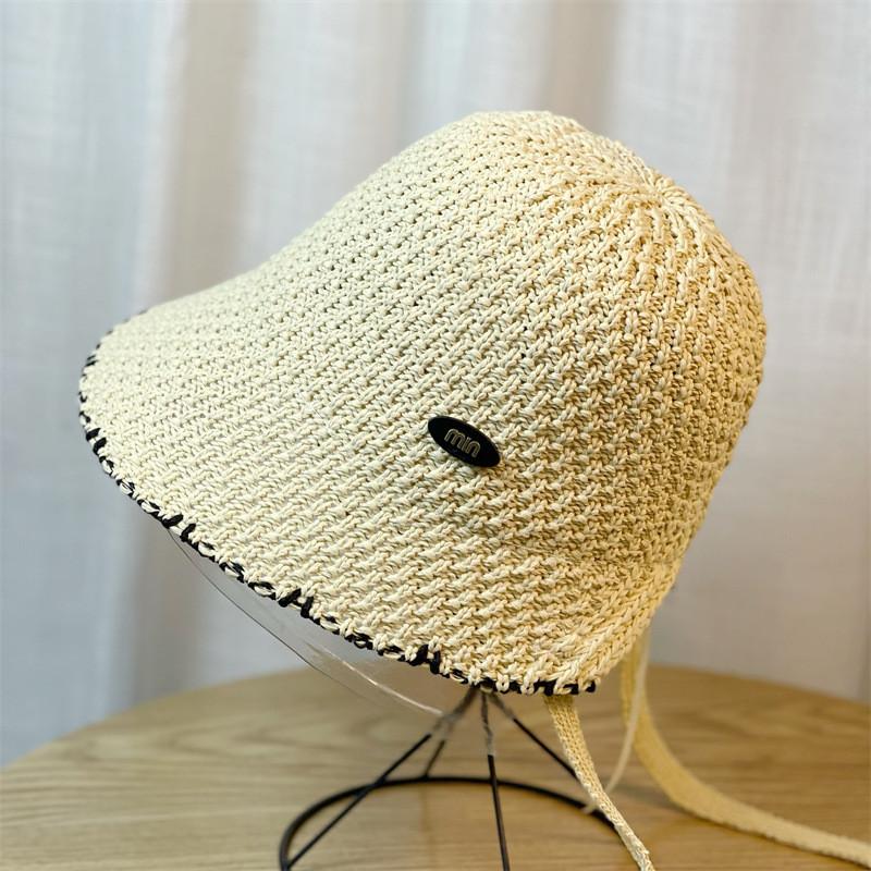 2024 Fashionable Hollow Black Fisherman Hat Women's Adjustable Sunshade Sunscreen Hat